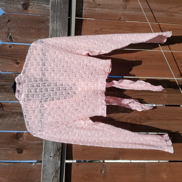 Cropped Pink Crocheted Sweater sz XL - Picture 3 of 3